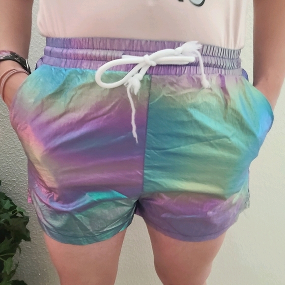 Pants - Beautiful Mermaid  Iridescent Drawstring Shorts